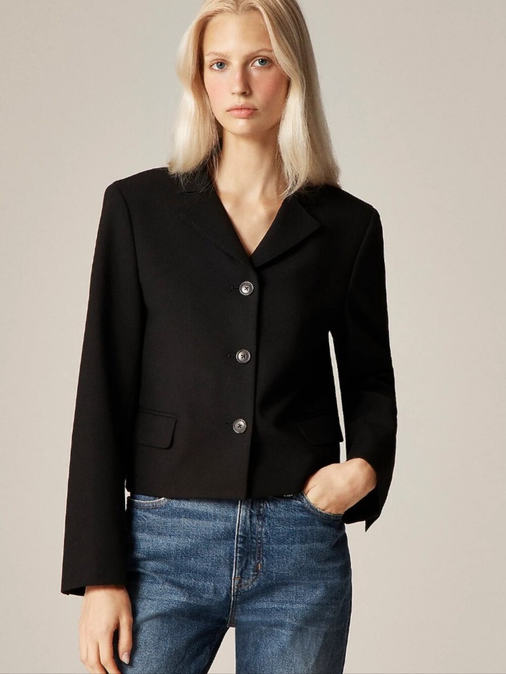 J Crew Cropped lady blazer in four-season stretch CN786 Size 24 Black
